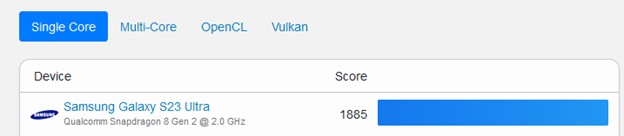 samsung galaxy s23 ultra single core score