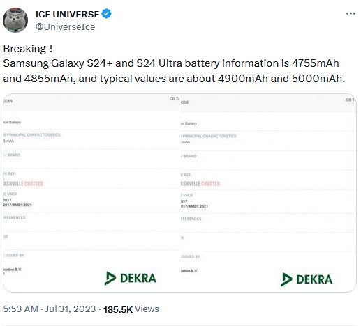 samsung galaxy s24 ultra akku kapazität