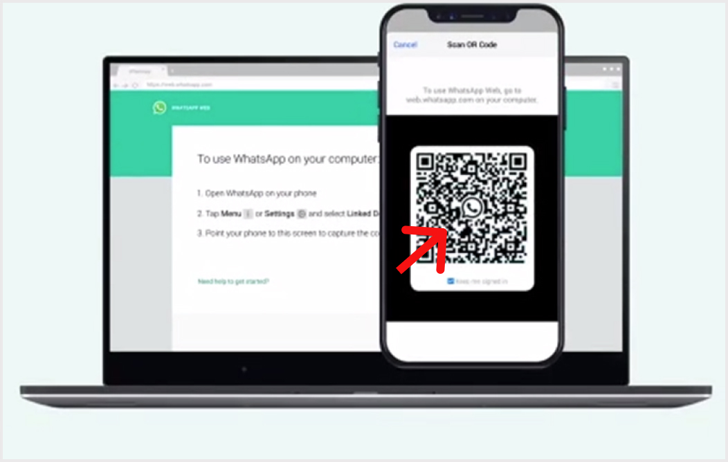 scan the qr code on the whatsapp web