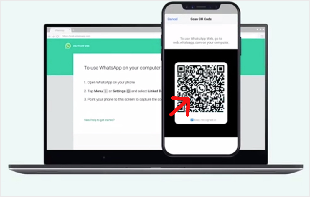 отсканируйте qr-код на веб-странице WhatsApp