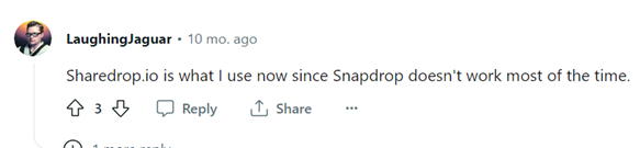 snapdrop discussion on reddit board