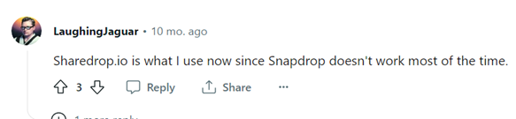 обсуждение snapdrop на reddit board