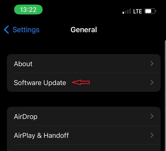 actualización de software en el iPhone