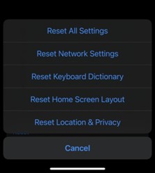 reset network settings iPhone