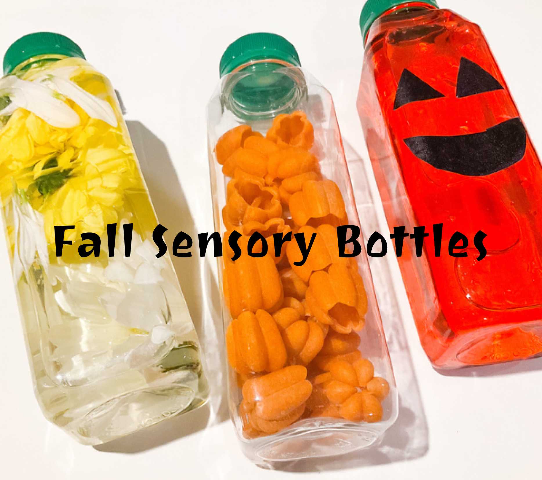 bottles with fall-themed items