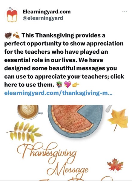 a thanksgiving post for teachers by Elearningyard