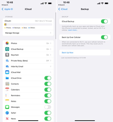 activar la copia de seguridad de icloud en los ajustes de icloud, y espera unos minutos para elegir copia de seguridad ahora