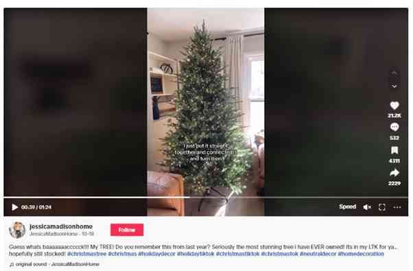 TikToker explaining switching on Christmas Tree