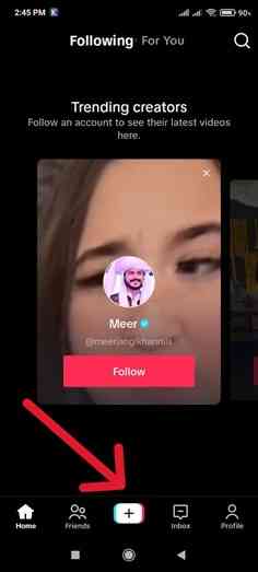 tab “+” Button on TikTok