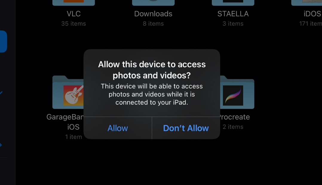 grant your computer access to ipad files