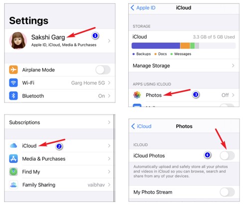 attivare e disattivare foto di iCloud su iPhone