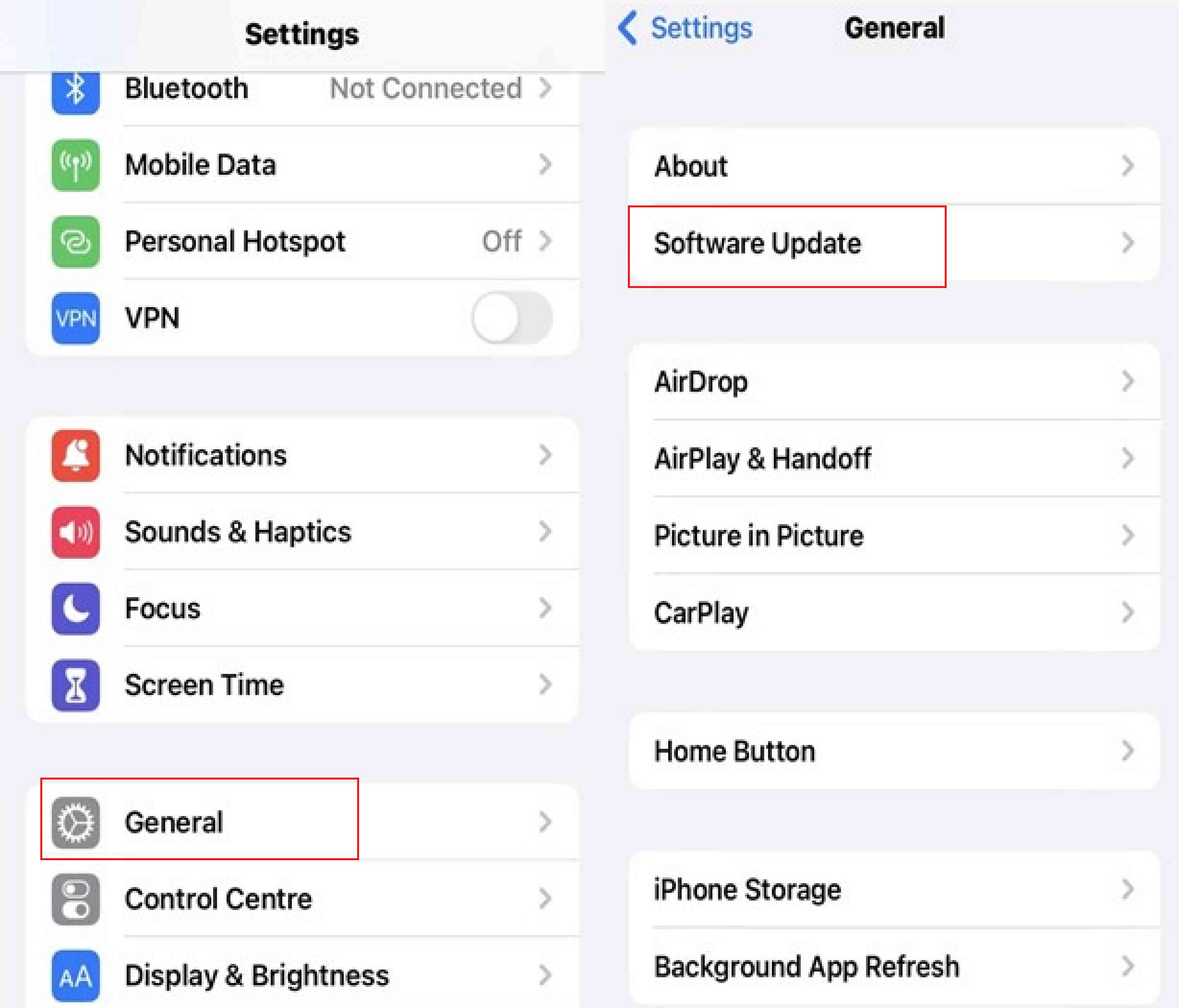 tap General in Settings and choose Software Update