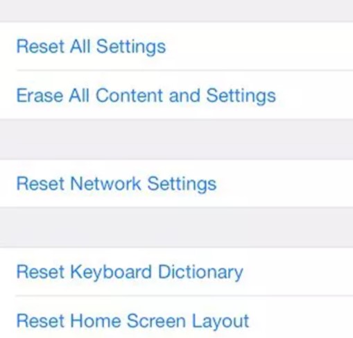 reset network settings in general settings