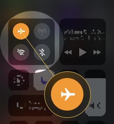 turn on and off airplane mode in the control center