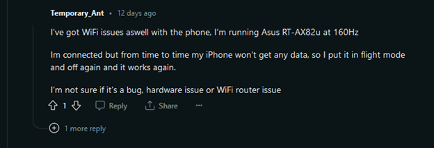 users’ feedback on wifi inaccessible-