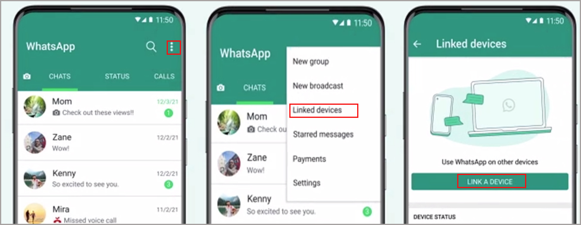 link your whatsapp on android