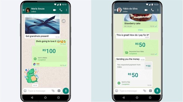 whatsapp has a built-in payment method that allows you to make transfers and transactions