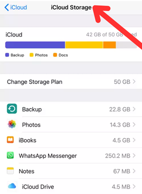 controlla lo spazio di archiviazione icloud