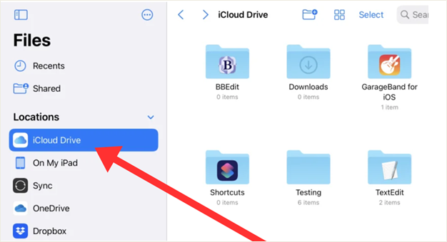 iPad files icloud