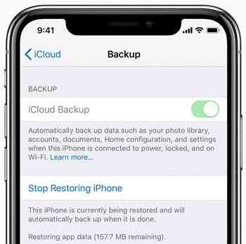 check icloud backup restoration process 