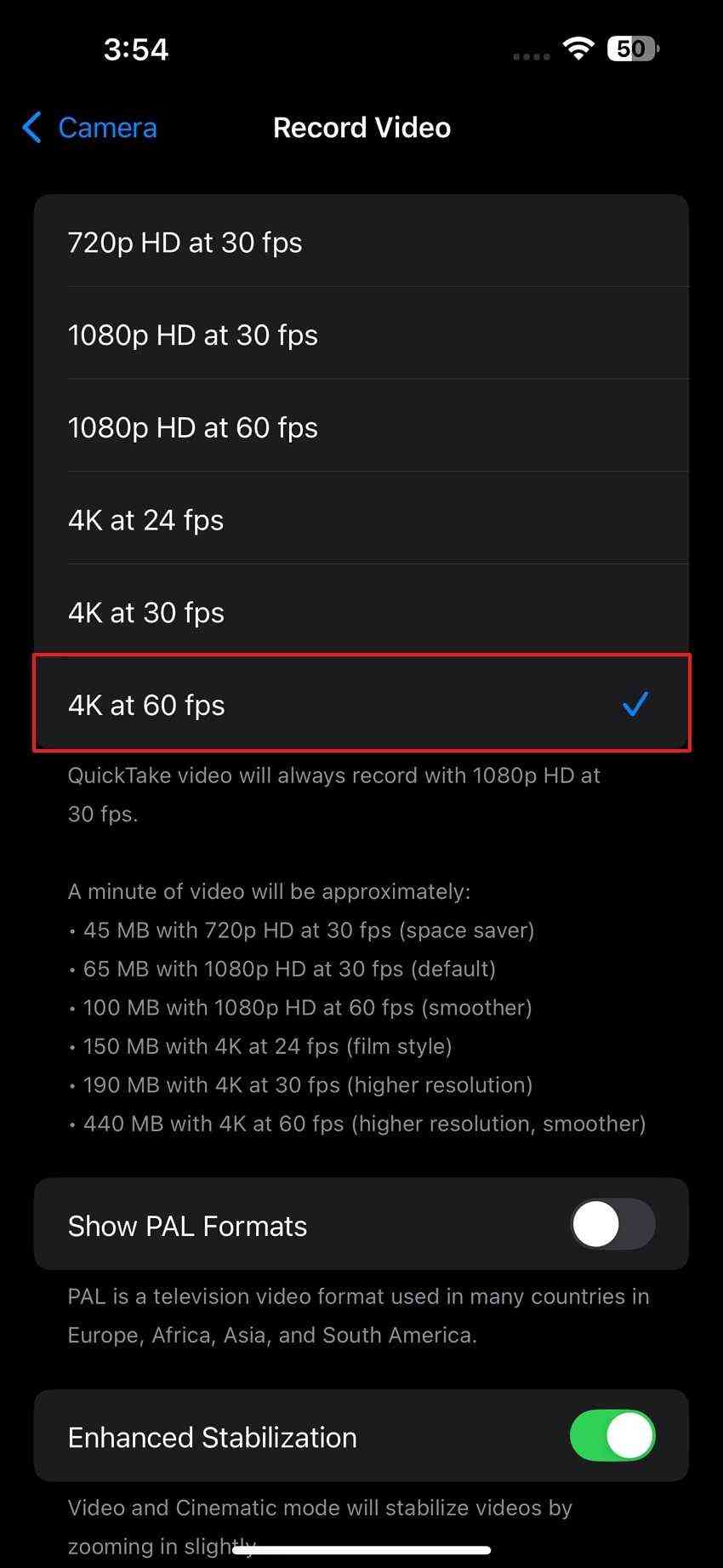 record videos in 4k