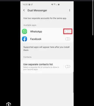 whatsapp app on dual messenger