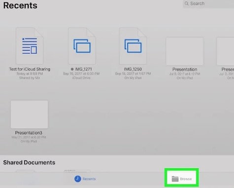 tapez sur parcourir sur votre ipad pour rechercher vos fichiers récemment téléchargés