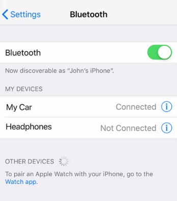 Allez dans les réglages de votre iPhone, choisissez bluetooth et appuyez sur le bouton pour l'activer. 