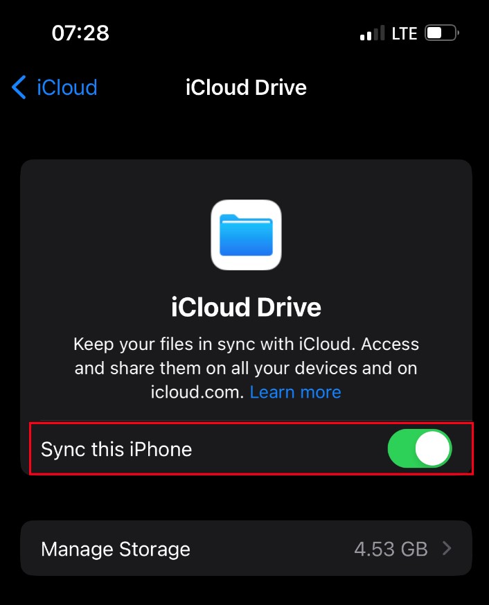 como sincronizar archivos de pc a iphone via icloud drive