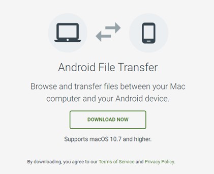 connect android to the mac and transfer data with android file transfer app
