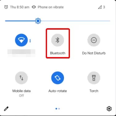 turn on bluetooth on your phone through the quick settings screen