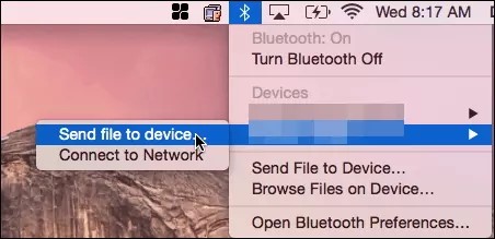 choose your device’s name to send files through bluetooth
