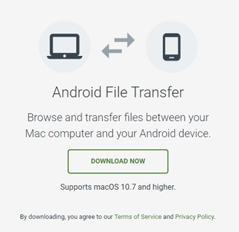 переустановите android file transfer на своем mac  