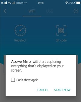 permitir que o apowermirror espelhe a tela do android no mac