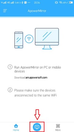 go to apowermirror home page screen for android mac remote control