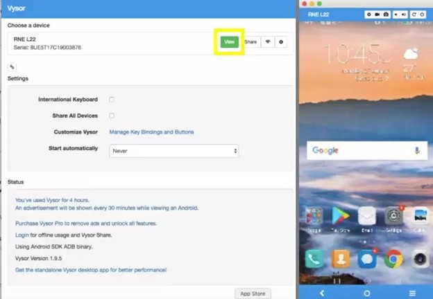how to view android screen on mac using vysor