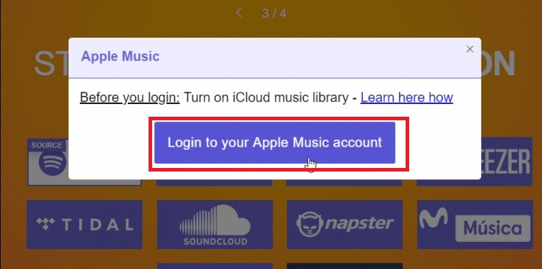 login apple music account option