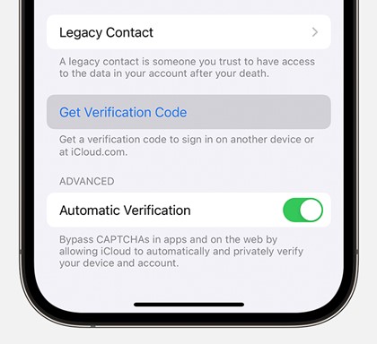 get verification code sign in on iphone