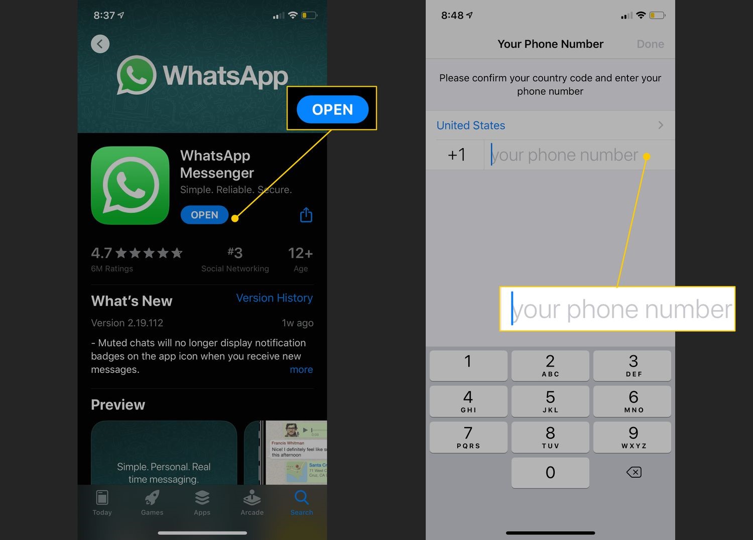 installing whatsapp on iphone