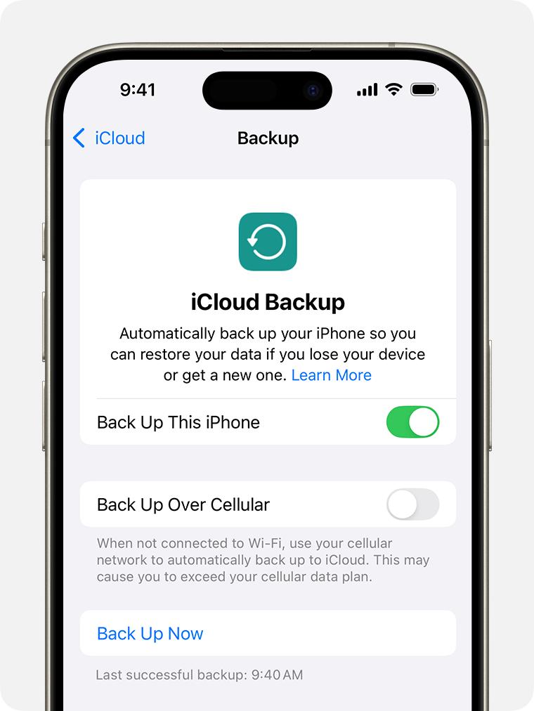 toggle on icloud backup