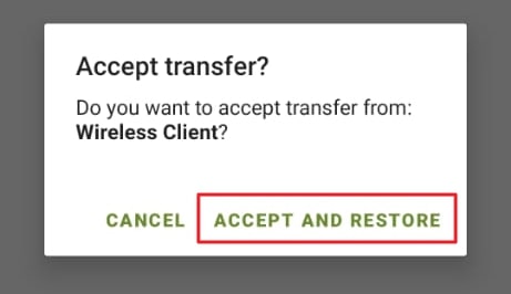 accept transfer and save