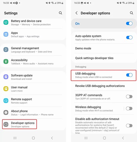 how to enable usb debugging on samsung phone