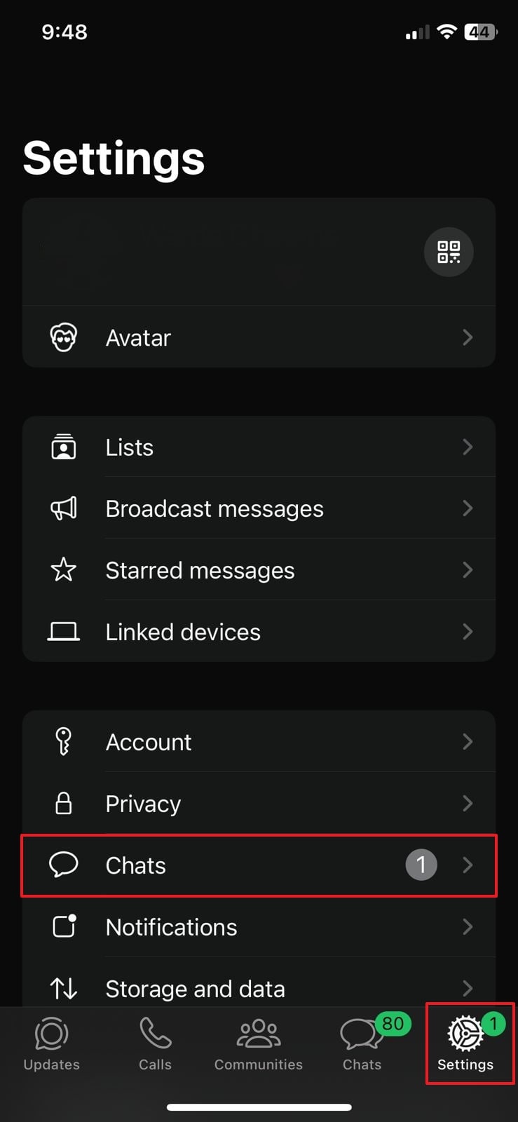 access chat settings in whatsapp