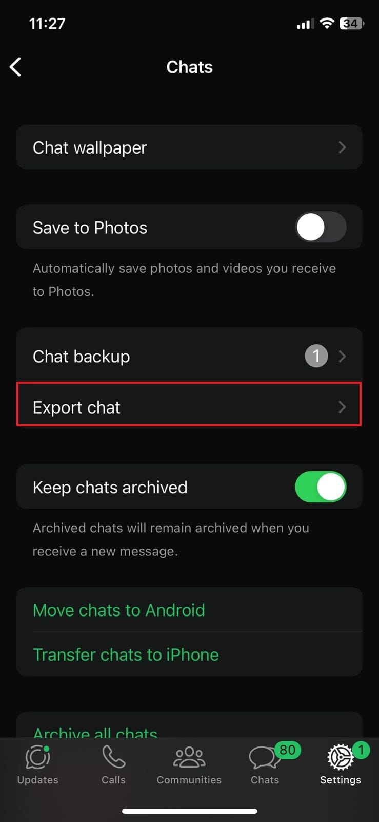 use the export chat option 