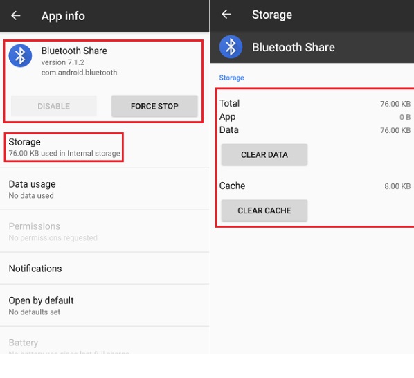 effacer le cache Bluetooth 