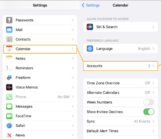 disable calendar sync first when ipad and iphone calendar not syncing