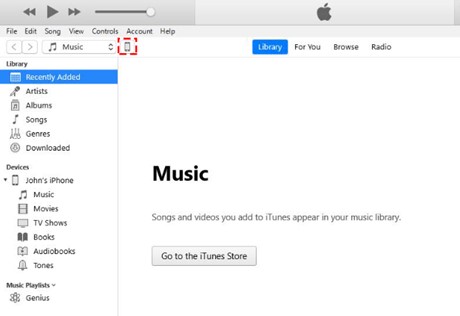 окно itunes на ПК с windows