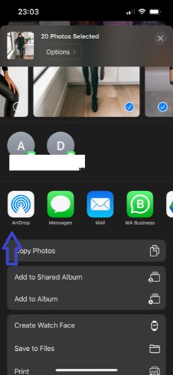 airdrop transfer option on iphone 
