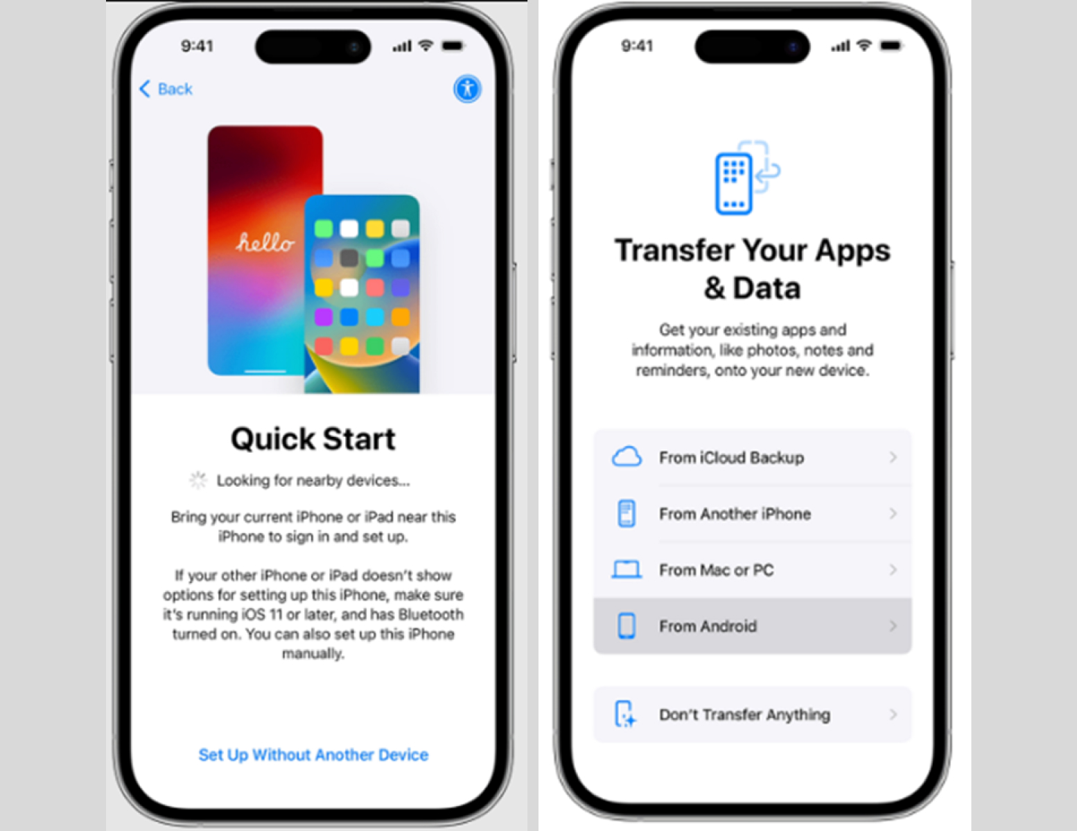 set up your iphone to enable data transfer from samsung 