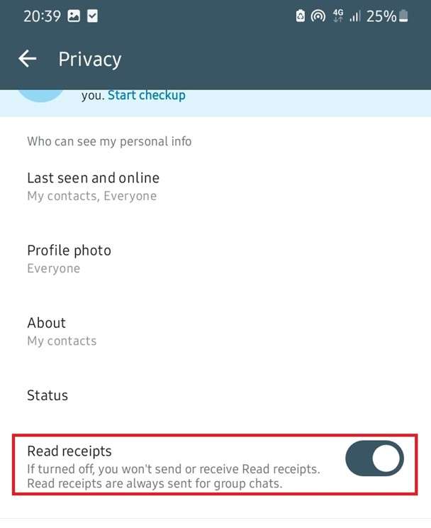 disable whatsapp read receipts